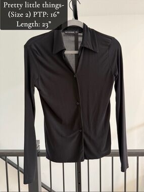 PrettyLittleThing Men's Black Long Sleeve Stretch Button-Down Shirt